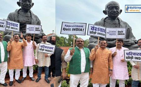 पीएम मोदी का वंशवाद पर करारा प्रहार,गांधी प्रतिमा के सामने NDA के सांसदों ने किया प्रदर्शन