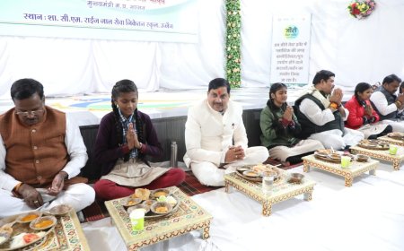 बच्चों के साथ विशेष भोज में शामिल हुए मुख्यमंत्री मोहन यादव