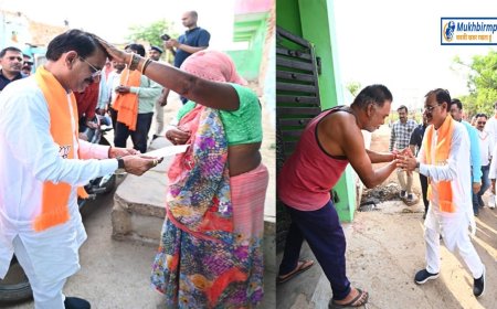 घर-घर घूम कर प्रदेश अध्यक्ष वीडी शर्मा ने लिया जन आशीर्वाद