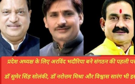 संघ और संगठन की पहली पसंद बने अरविंद भदौरिया,भाजपा में प्रदेश अध्यक्ष बदलने की  चर्चा  हुई तेज,वीडी शर्मा का बढ़ेगा कद