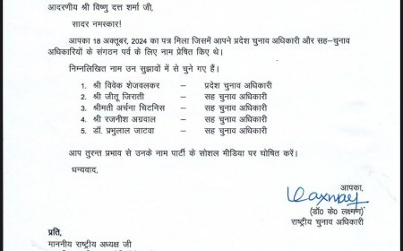 विवेक शेजवलकर बने भाजपा के चुनाव अधिकारी,चार सहायकों के साथ शेजवलकर कराएंगे संगठनात्कम चुनाव