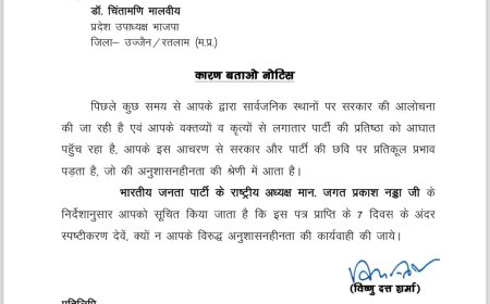 ‘याद रखें कफन में जेब नहीं होती’ भाजपा विधायक चिंतामणि मालवीय को मिला कारण बताओ नेटिस