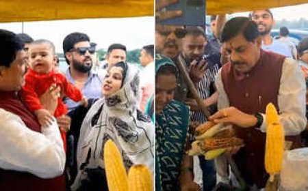 लड़की की एक आवाज पर रुका सीएम का काफिला,सड़क पर भुट्टे खाए और घर भी लेकर गए