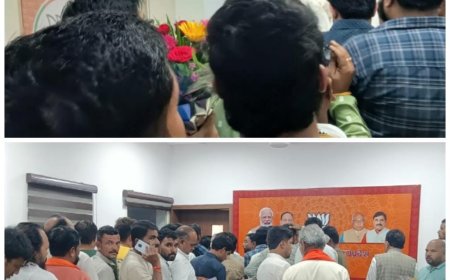 बीजेपी कार्यकारिणी के लिए 'धक्कम-धक्का' हजारों की संख्या में पहुंचे कार्यकर्ता