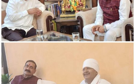 डॉक्टर नरोत्तम मिश्रा के निवास पहुंचे बीजेपी अध्यक्ष हेमंत खंडेलवाल विधायक शेलेन्द्र जैन और पूर्व मंत्री रामपाल सिंह