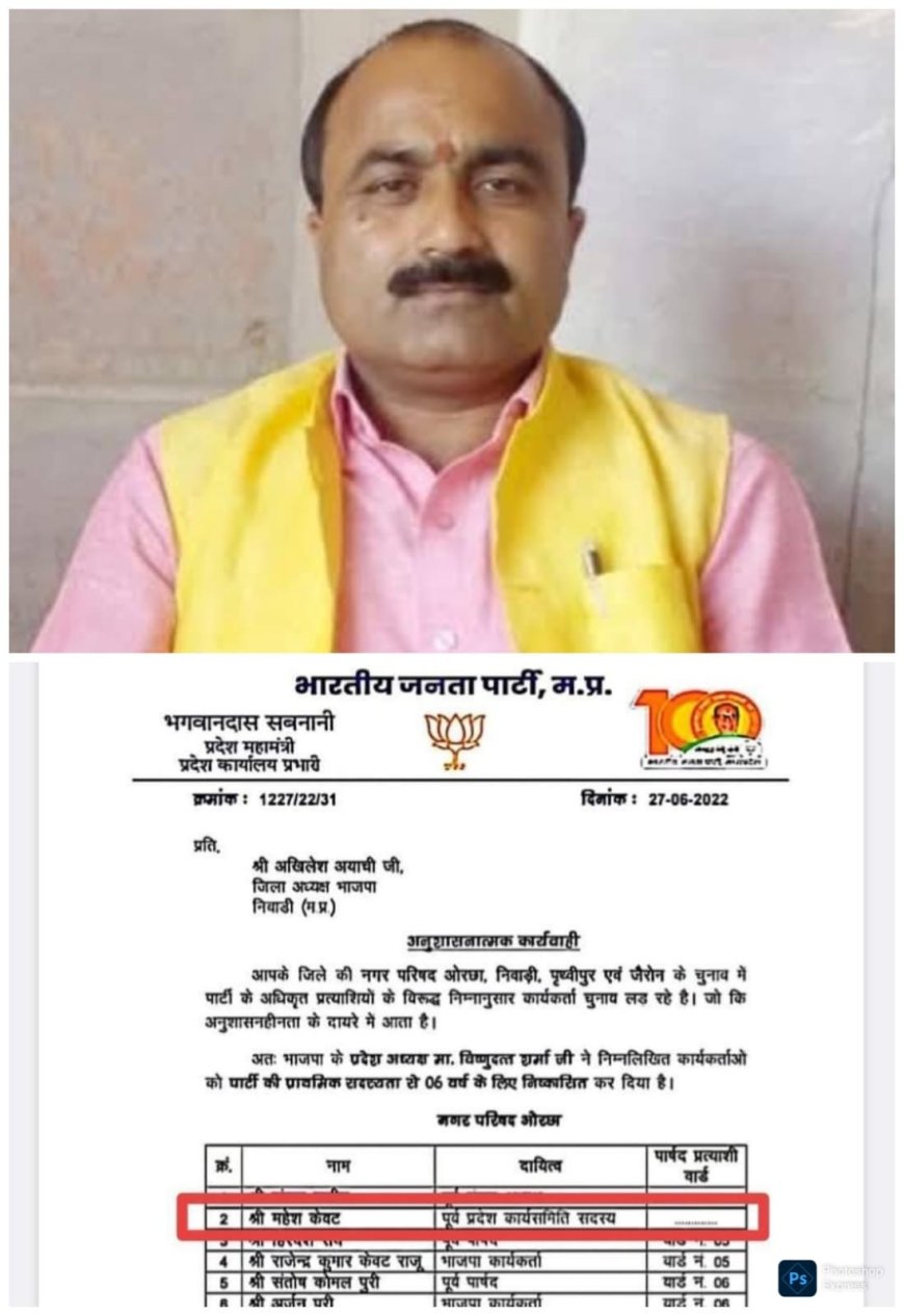 भाजपा से निष्काशित महेश केवट बनाए गए मछुआ कल्याण बोर्ड के अध्यक्ष बैगर BJP ज्वाइनिंग के ही बने अध्यक्ष