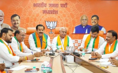 बीजेपी अध्यक्ष खंडेलवाल और प्रदेश प्रभारी ने ली बैठक कहा संगठन की बची हुई नियुक्तियां तत्काल करें