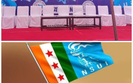 BSP के रंग में रंगी NSUI होर्डिंग बैनर से गायब हुआ ध्वज दलितों को अपनाने का नया रास्ता