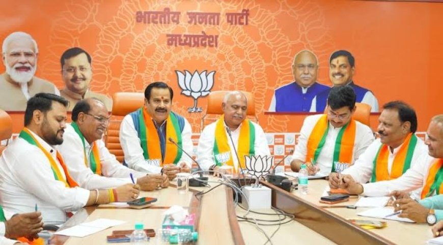 बीजेपी अध्यक्ष खंडेलवाल और प्रदेश प्रभारी ने ली बैठक कहा संगठन की बची हुई नियुक्तियां तत्काल करें