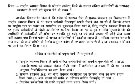 NHM के 32 हजार संविदा स्वास्थ्य कर्मी आंदोलन की राह पर सरकार को दिया 20 दिन का अल्टीमेटम