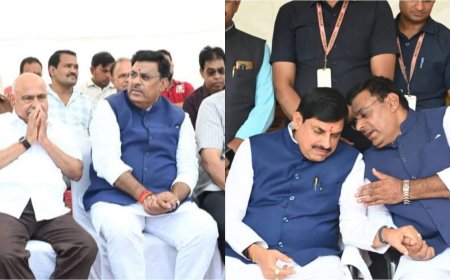 सीएम के कान में फुसफुस और बीजेपी अध्यक्ष से आंख मिचोली खेलते नजर आए बीजेपी विधायक रामेश्वर शर्मा