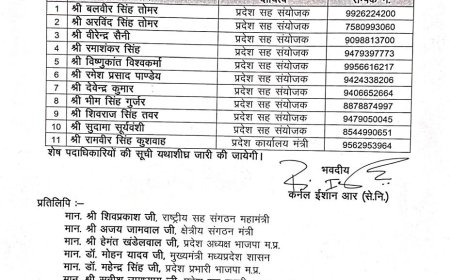 भाजपा सैनिक प्रकोष्ठ में बड़ी नियुक्तियां 10 संभागों में पदाधिकारी घोषित कर्नल ईशान हैं प्रकोष्ठ के संयोजक