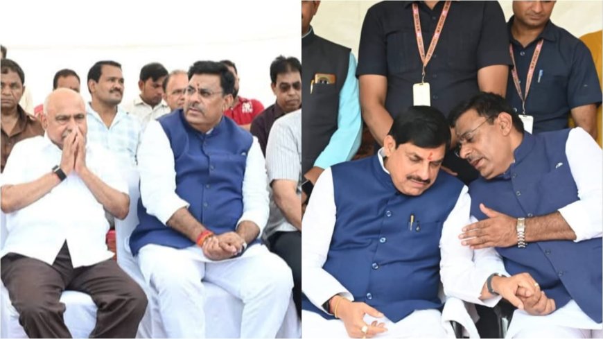 सीएम के कान में फुसफुस और बीजेपी अध्यक्ष से आंख मिचोली खेलते नजर आए बीजेपी विधायक रामेश्वर शर्मा